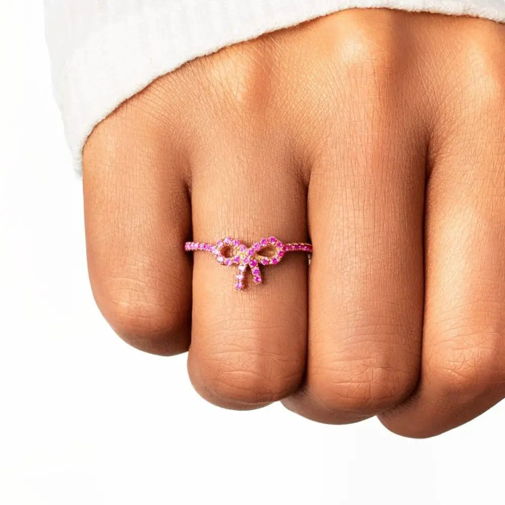 Baby Pink Pavé Bow Ring-Gifts For Women